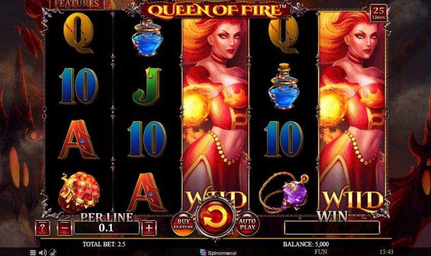Оформление игрового автомата Queen Of Fire