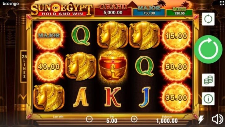 Настройки игрового автомата Sun of Egypt